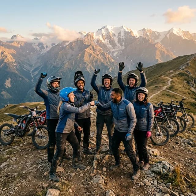 Корпоративный тимбилдинг на электробайках в горах Алматы