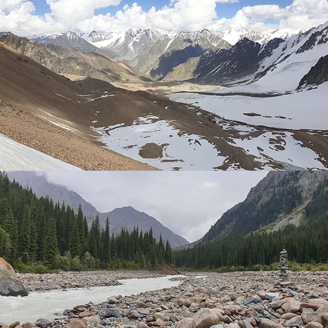 Лагерь многодневной экспедиции выше БАО, на байках тяжёлые рюкзаки