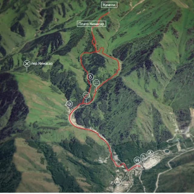 Сыпучая гравийная тропа через ущелье Кимасар к пику Фурманова
