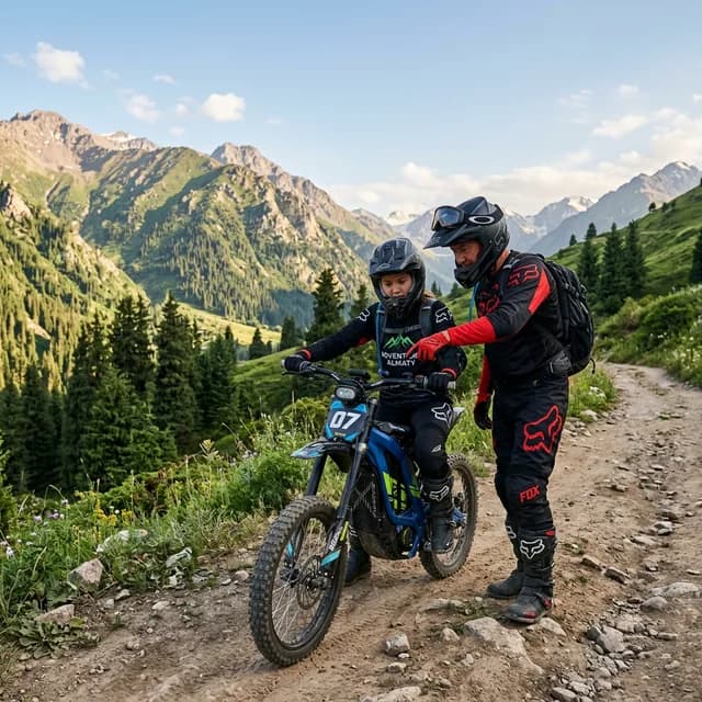 Обучение электро-эндуро в горах Алматы — персональный инструктаж